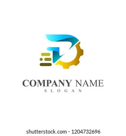 logo letter d, logo d and gear + workshop icon with fast handling
