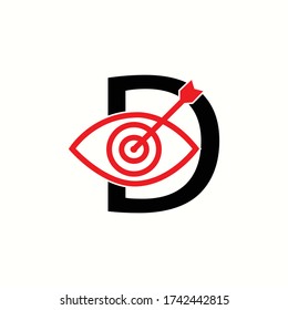 logo letter d with icon eye in target vector design