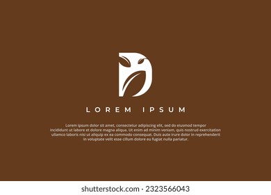 logo letter d leaf brown