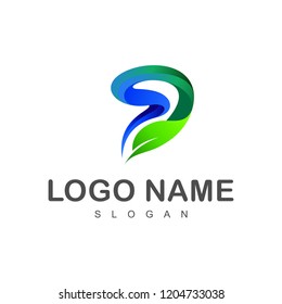 logo letter d, leaf logo and letter d + greening icon