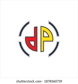 logo letter D and P with circle target frame