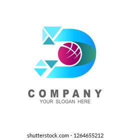 Logo letter d with pixel and babble