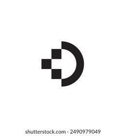 Logo-Buchstabe D Pixel einzigartiges Design mit leerem Hintergrund