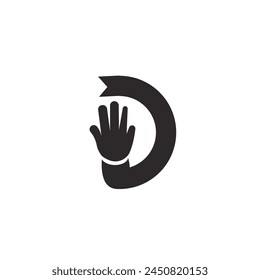 Logo letra D mano levantada negro con fondo en blanco