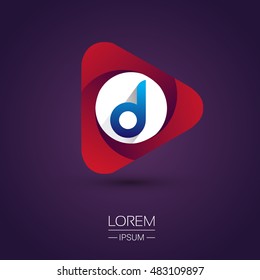 logo letter D red colored in the triangle shape, Vector design template elements for your application or company identity.