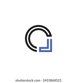 Logo letter D stroke tech design element with blank background