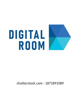 Letra con logotipo D - estilizada - Habitación de color azul polaco bajo