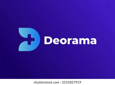 Logo letter D with symbol medical plus, Creative template for hospital and healthcare.