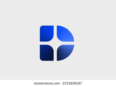 Logo letter D with symbol medical plus, Creative template for hospital and healthcare.