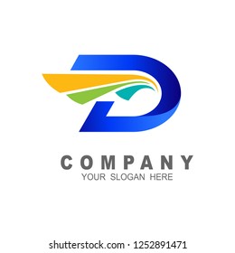 logo letter d using a bird's head, D letter logo template