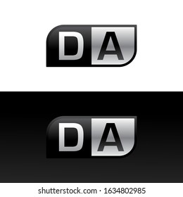 Logo letter DA with two different sides. Negative or black and white vector template design vector