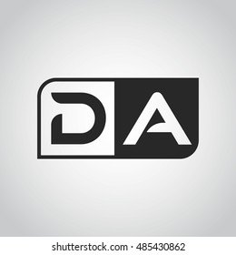 Logo letter DA with two different sides. Negative or black and white vector template design