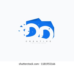 Logo Letter DD Abstract Geometric Rectangle Shape with Triangle Pixel