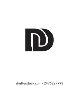 Diseño negro de la cadena de la letra del logotipo DD con el fondo blanco