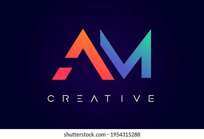 AM Logo Letter Design with Modern Creative Concept and Orange Blue Colors Vector Illustration