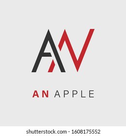 AN Logo. Letter Design Vector with black and red colors.