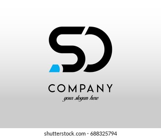 SO Logo. Letter Design Vector with Blue and Black Colors.