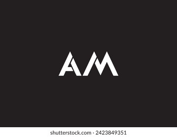Logo de AM. Vector de diseño de letras con colores rojo y negro.
