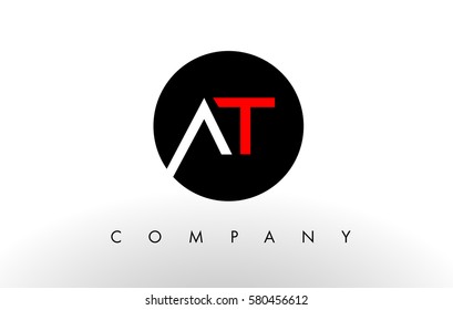 AT Logo.  Letter Design Vector with Red and Black Colors.