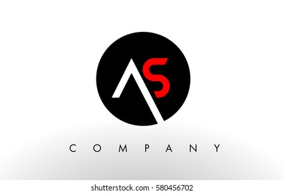 AS Logo.  Letter Design Vector with Red and Black Colors.