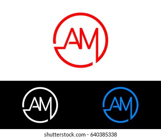 Am Logo. Letter Design Vector with Red and Black Gold Silver Colors
