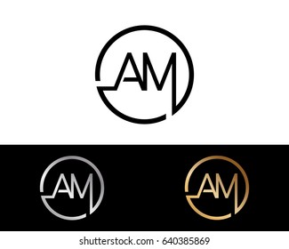 AM Logo. Letter Design Vector with Red and Black Gold Silver Colors
