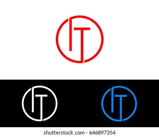 It Logo. Letter Design Vector with Red and Black Gold Silver Colors
