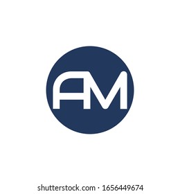 AM Logo. Letter Design Vector with White Colors.