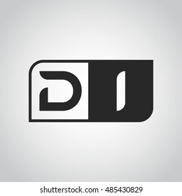 Logo letter DI with two different sides. Negative or black and white vector template design