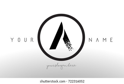 A Logo Letter with Digital Pixel Tech Design Vector and Black Circle Modern Look Vector Illustration.