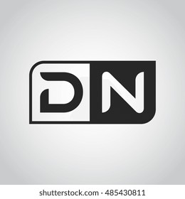 Logo letter DN with two different sides. Negative or black and white vector template design