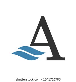 logo A letter with double wave 