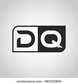 Logo letter DQ with two different sides. Negative or black and white vector template design