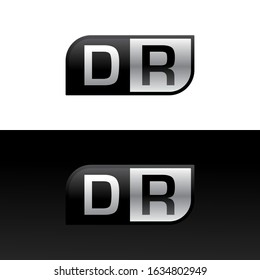 Logo letter DR with two different sides. Negative or black and white vector template design vector