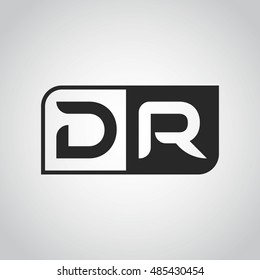 Logo letter DR with two different sides. Negative or black and white vector template design