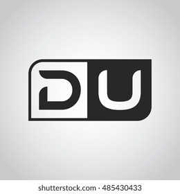 Logo letter DU with two different sides. Negative or black and white vector template design
