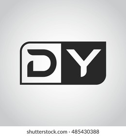Logo letter DY with two different sides. Negative or black and white vector template design