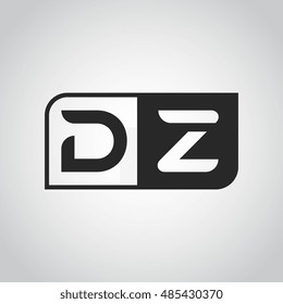 Logo letter DZ with two different sides. Negative or black and white vector template design