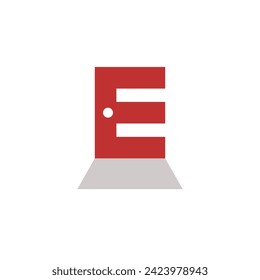 Logo letter E capital door with shadow and blank background