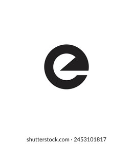 Logo letter E circle black minimalist line with blank background