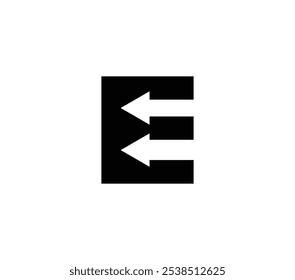 Logo letter E double arrow unique design with blank background