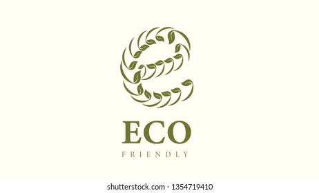 Logo letter E Eco Friendly, Vector Illustration. - Vector