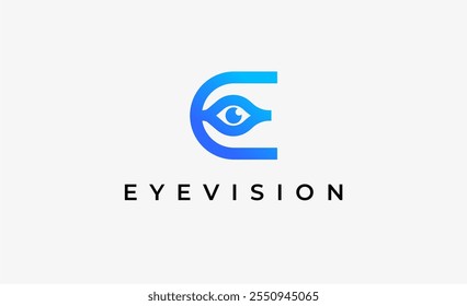 Letra E e Visão ocular. Digital, visual com conceito moderno e minimalista. Arquivo editável.