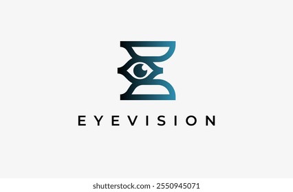 Logo Letter E and Eye Vision. Digital, visual with modern and minimalist concept. Editable file.
