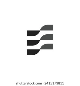 Logo letter E fold and peel with blank background