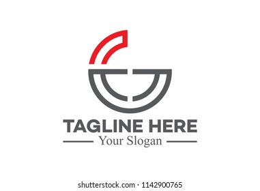 logo letter e and g half circle line