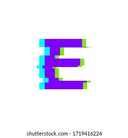 Logo letter E in Glitch Style, Modern logo