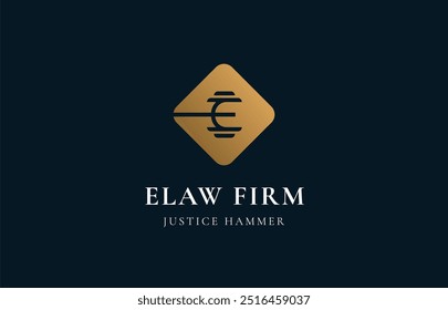 Logo Letter E and Hammer of Law, Justice, escritório de advocacia, advogado. Arquivo editável