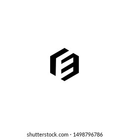 logo letter e hexagonal ribbon line logo, icon, symbol