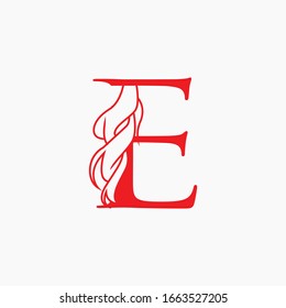 logo letter e with icon beauty hair vector design